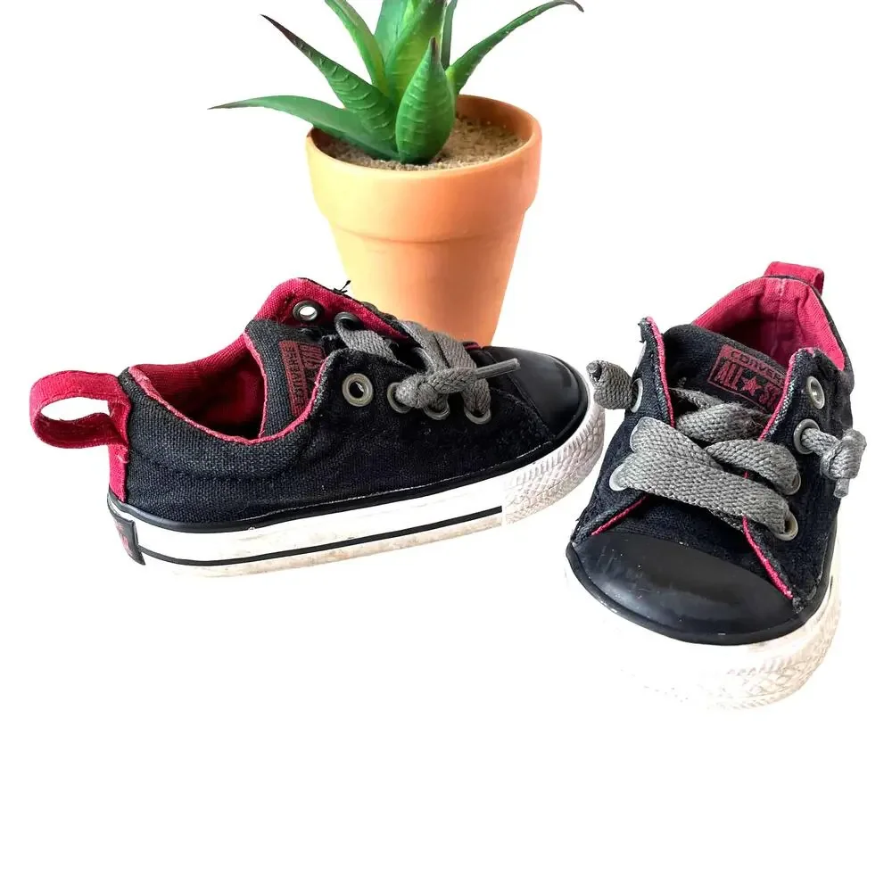 CONVERSE ALL STAR Low Top Baby Sneakers Shoes Size 5 Blue Red Lace Ups